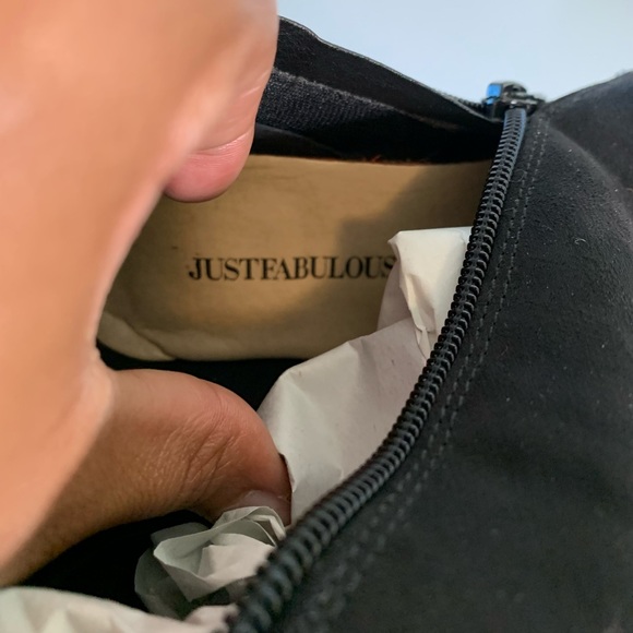 JustFab Over the Knee High Faux Suede Round Heel Boots Black Size 7 - Picture 13 of 13